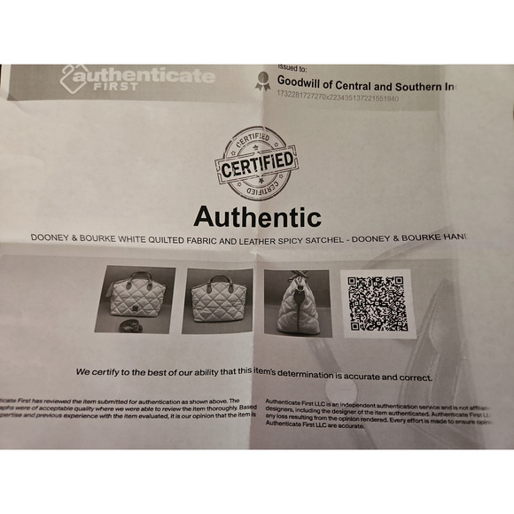 Dooney and Bourke Quilted Leather Handbag with COA - Picture 3 of 16